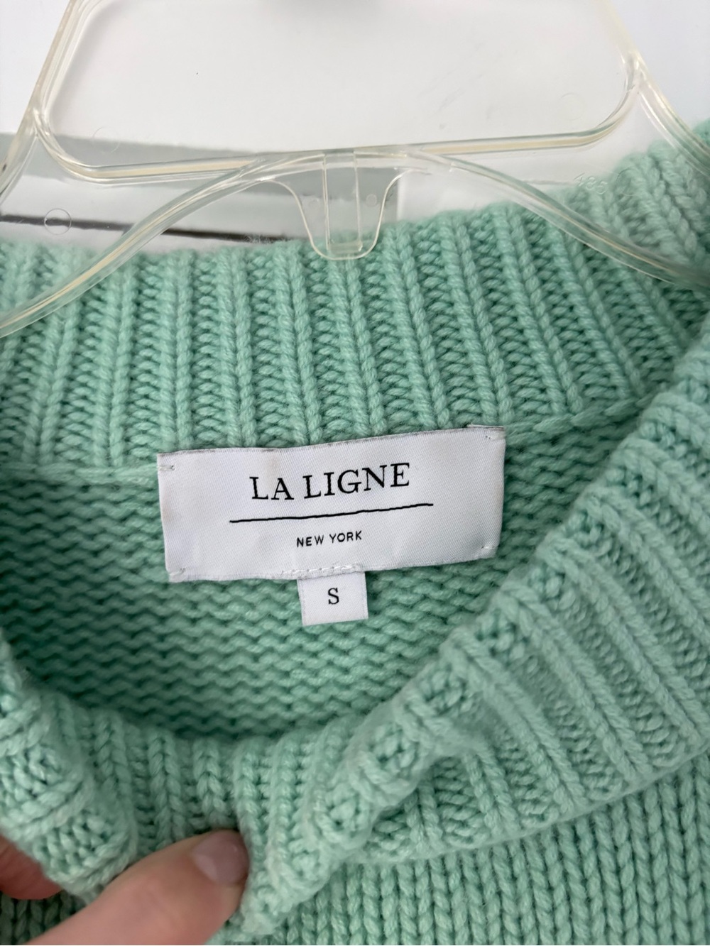La Ligne "Marin" Wool Cashmere Sweater Rare Mint/Emerald Green Preppy Coastal - Picture 2 of 5